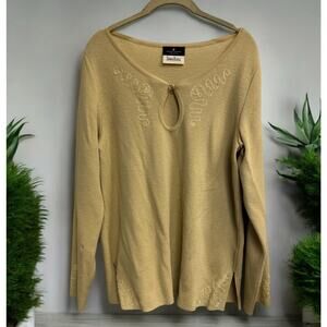 Vintage Fabrikant‎ Couture Sweater Women’s Medium Tan Loop Button Wool Tunic Top